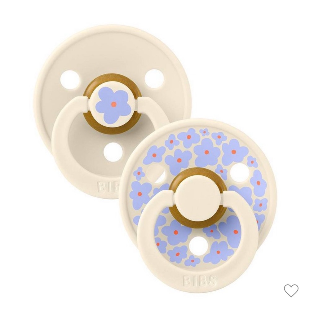 Bibs Baby Pacifier Set in Cream with Purple Floral Print